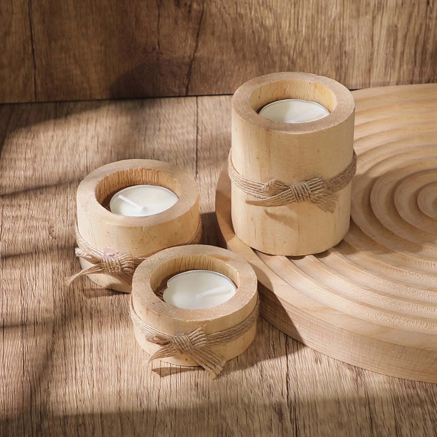 Wooden Candle Holder Set