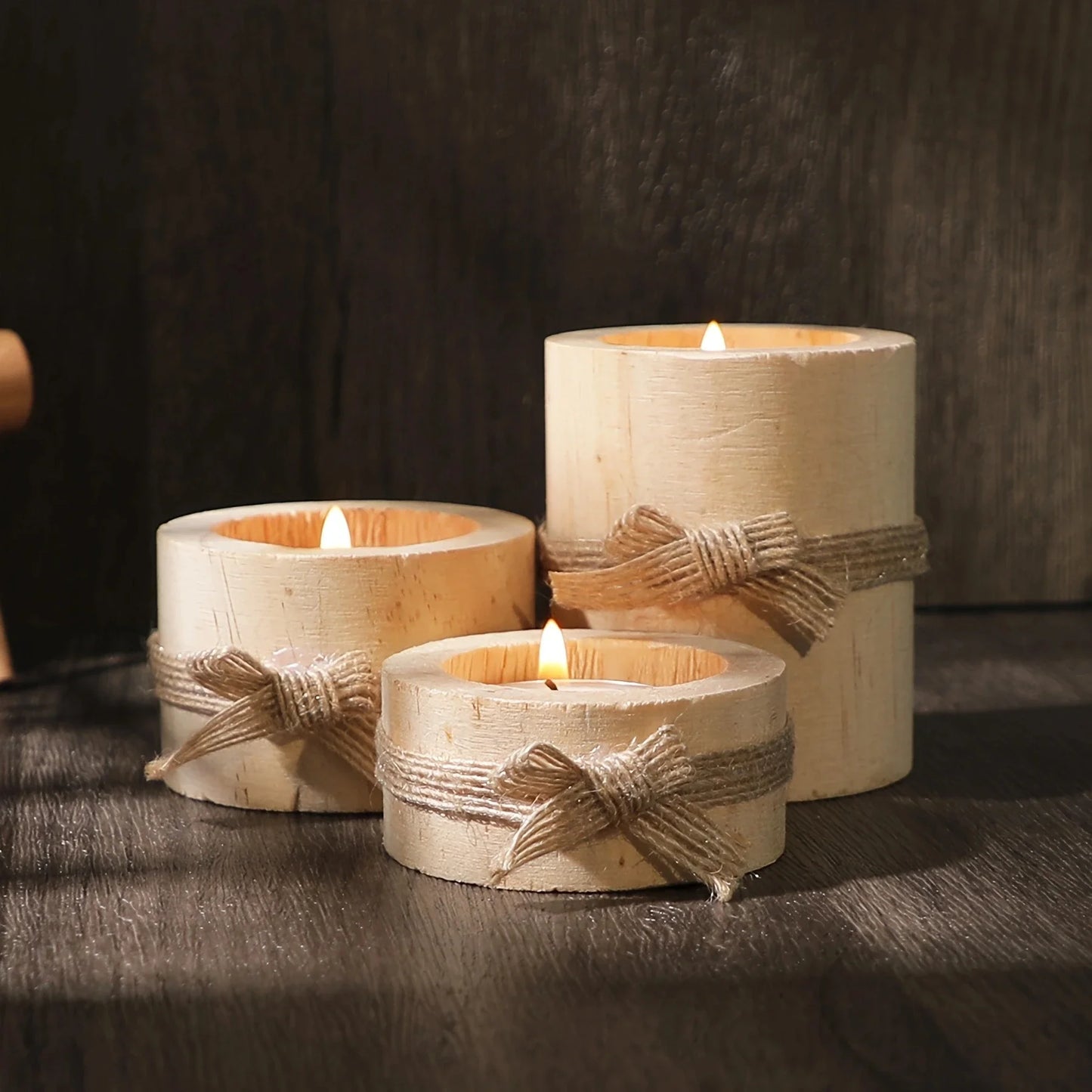 Wooden Candle Holder Set