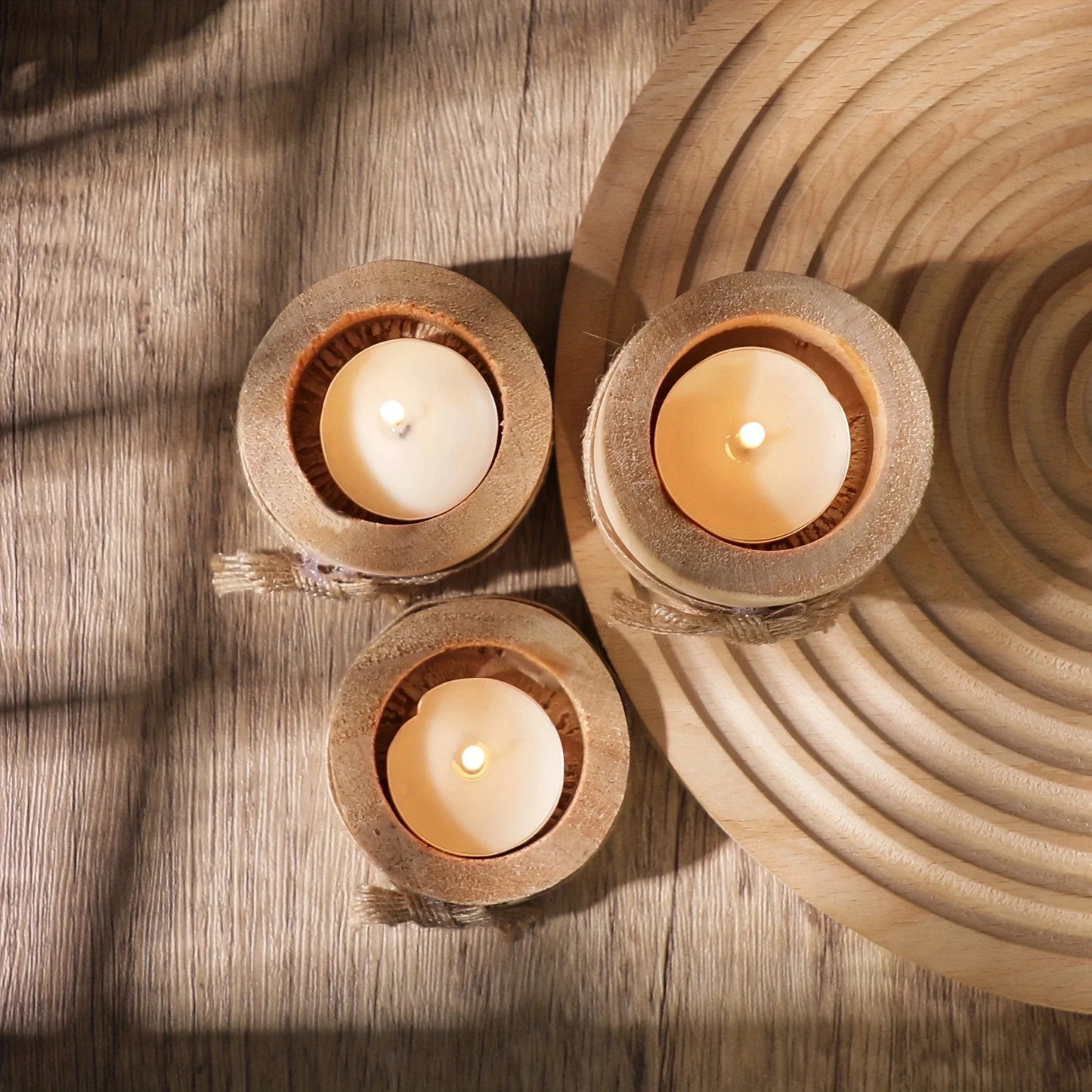 Wooden Candle Holder Set