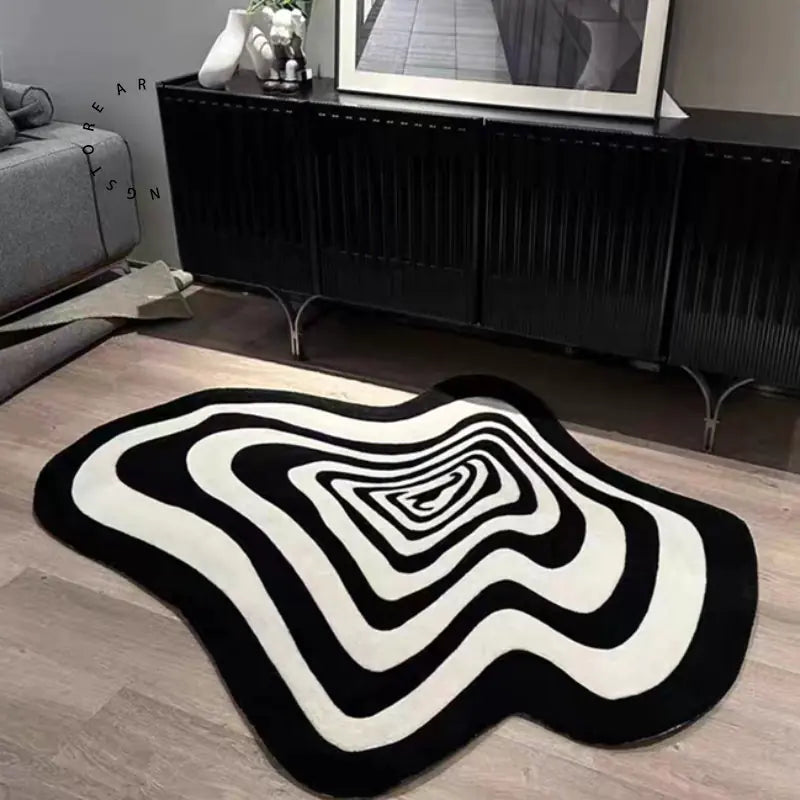 Black and White Undulatis Rug